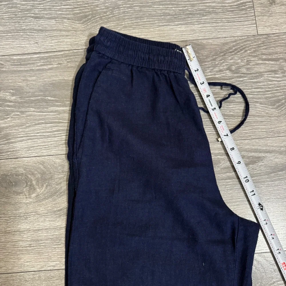 Zara Women Navy Blue Wide Leg Drawstring Elastic Waist Loose Fit Pants‎ Size S